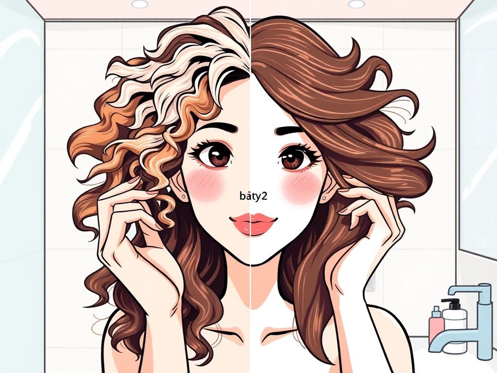 左右で違うヘアスタイルを比較したイラスト、左側はウェーブのかかった明るい髪色、右側はストレートの濃い茶色の髪