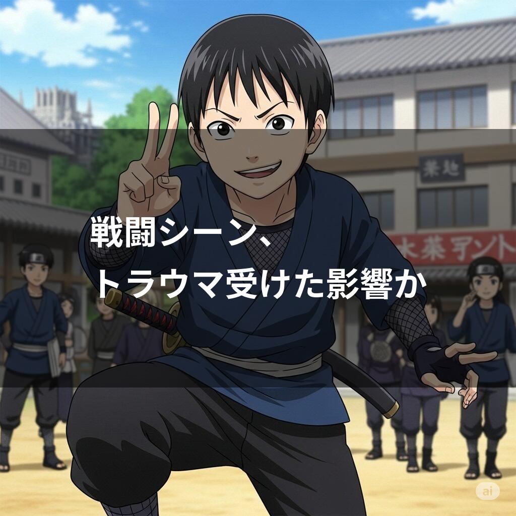 笑顔でピースサインをする忍者少年