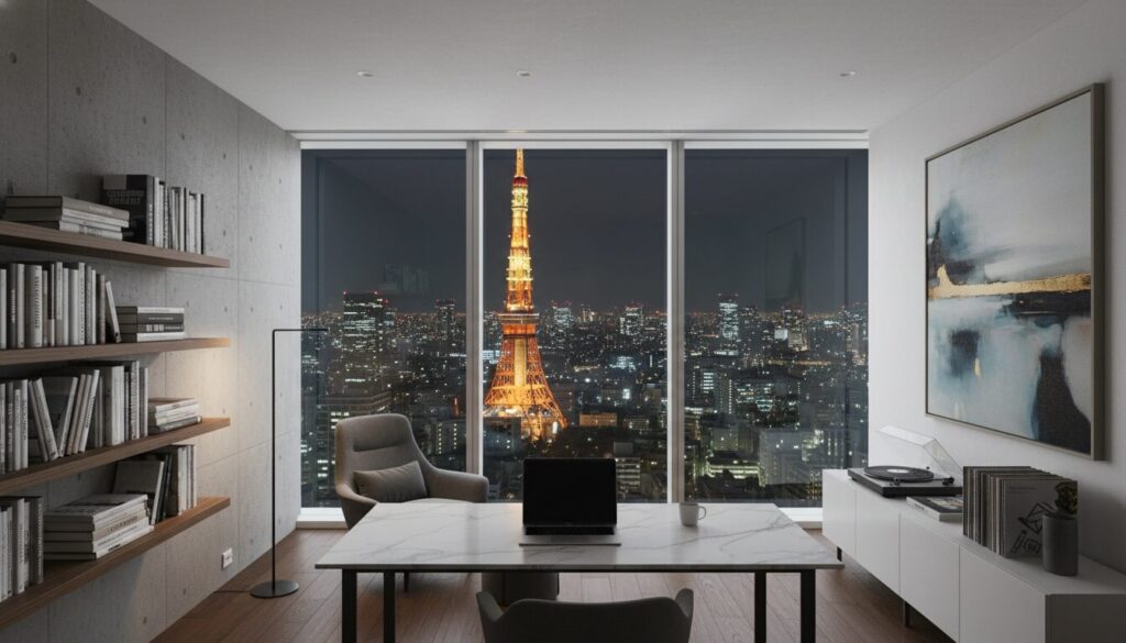 クリエイターが思考を巡らせるための、都心にある洗練された仕事場兼拠点のイメージ