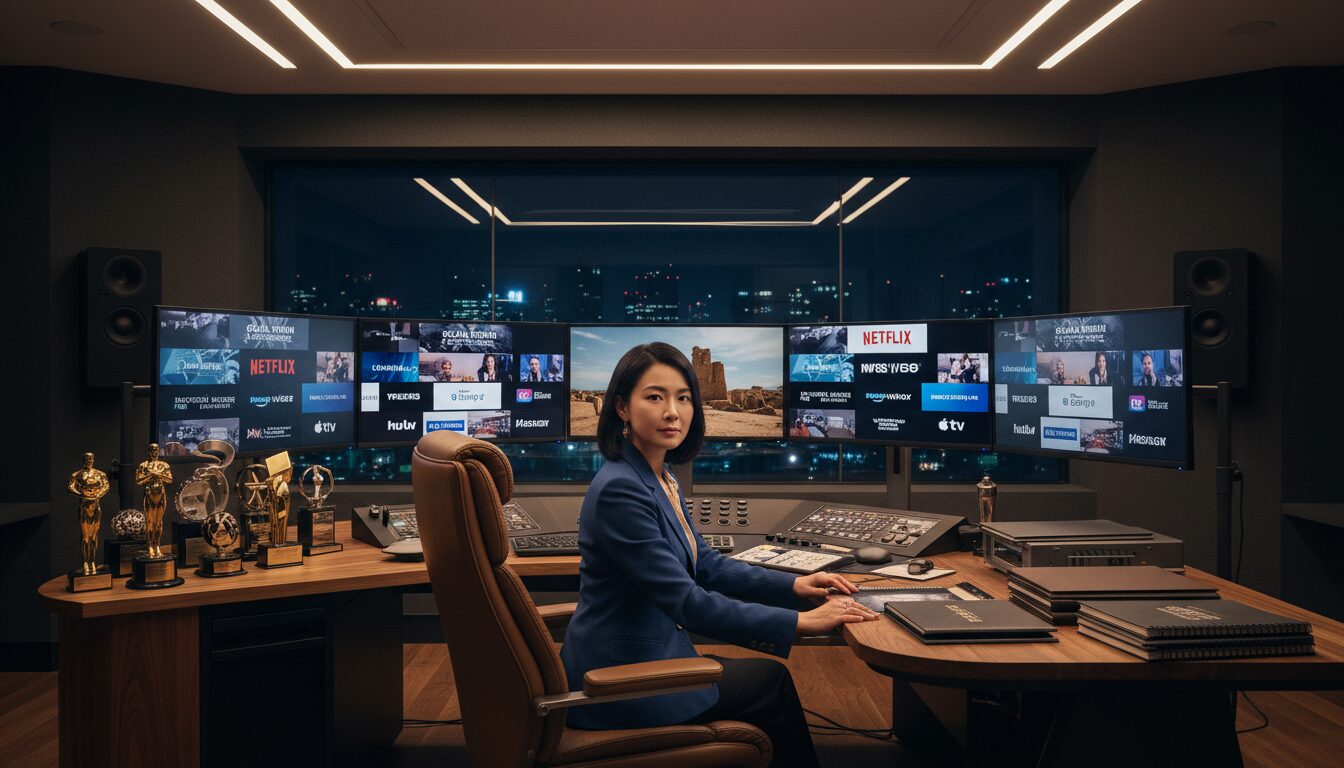 Netflixとの独占契約や海外映画祭での受賞など、世界を舞台に活躍する映像プロデューサーのイメージ